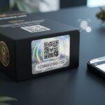 Authentic Muha Meds packaging with a holographic security QR code label being verified as authentic on a smartphone screen.