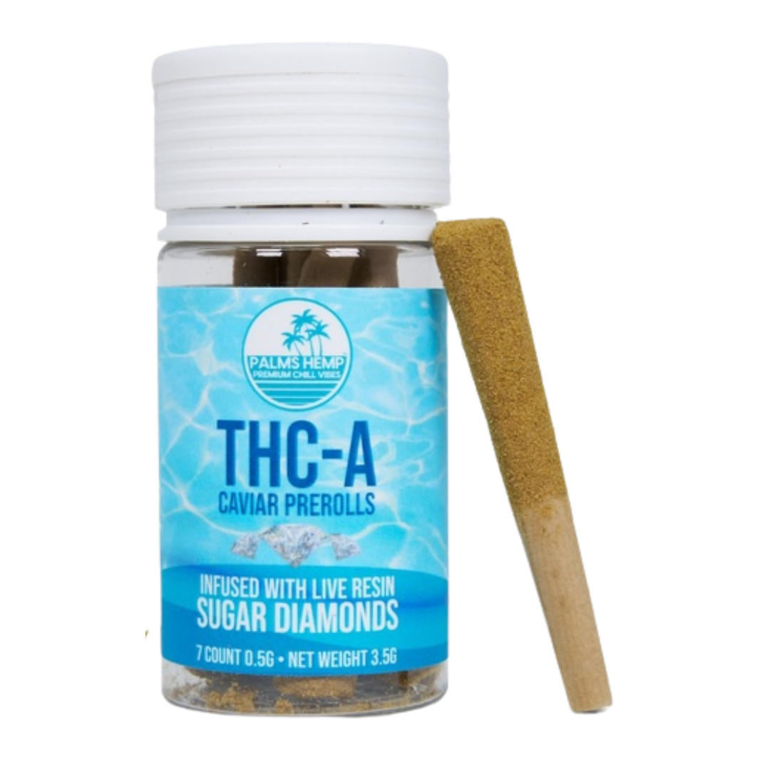 Palms-Hemp-THCA-Caviar-Prerolls-Cropped-2 Hood Candy 0.5g THCA Caviar Prerolls – 7 count - Image 1